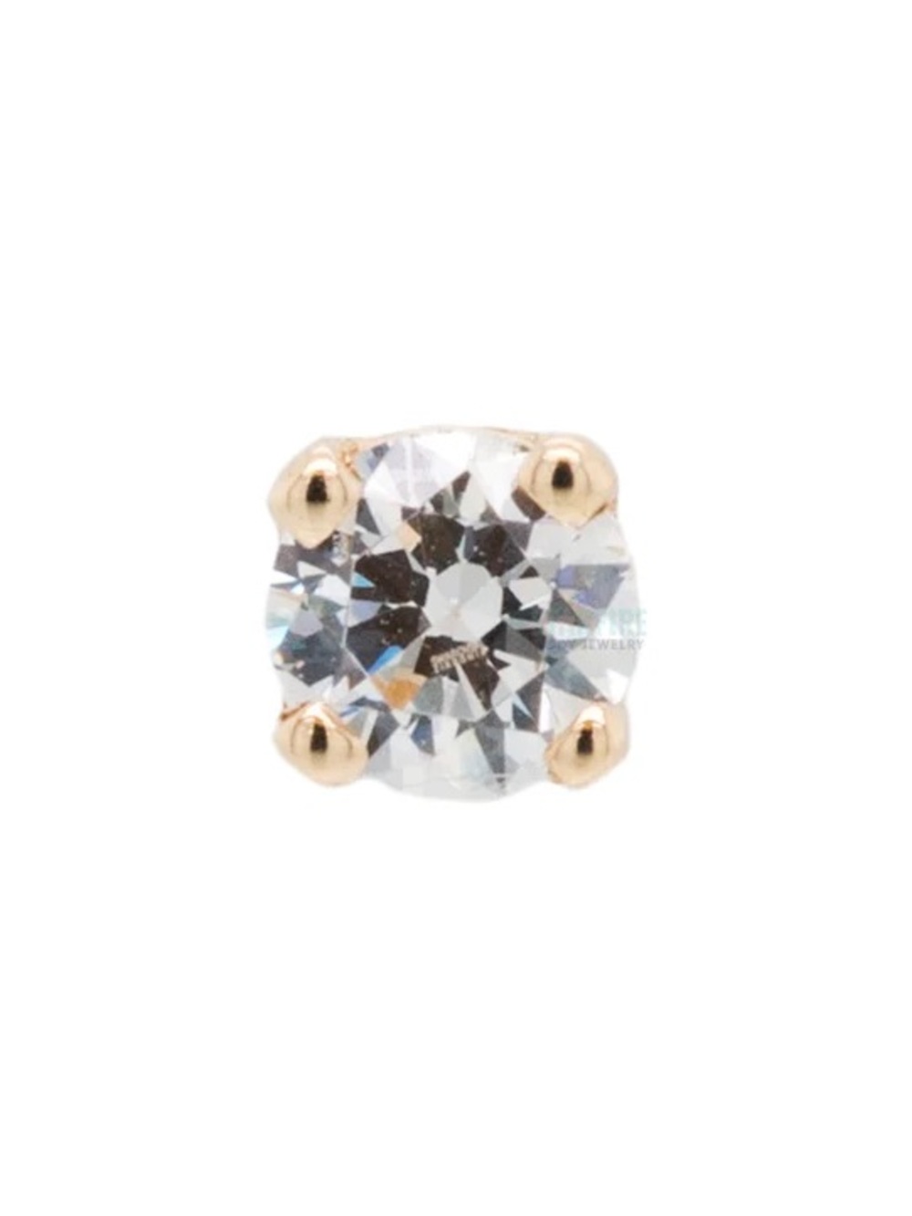 Authentic BVLA Solid 14k Yellow Gold 4mm Prong Threaded End – White CZ
